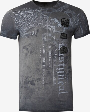 Rusty Neal T-Shirt mit All Over Print in Grau: predná strana