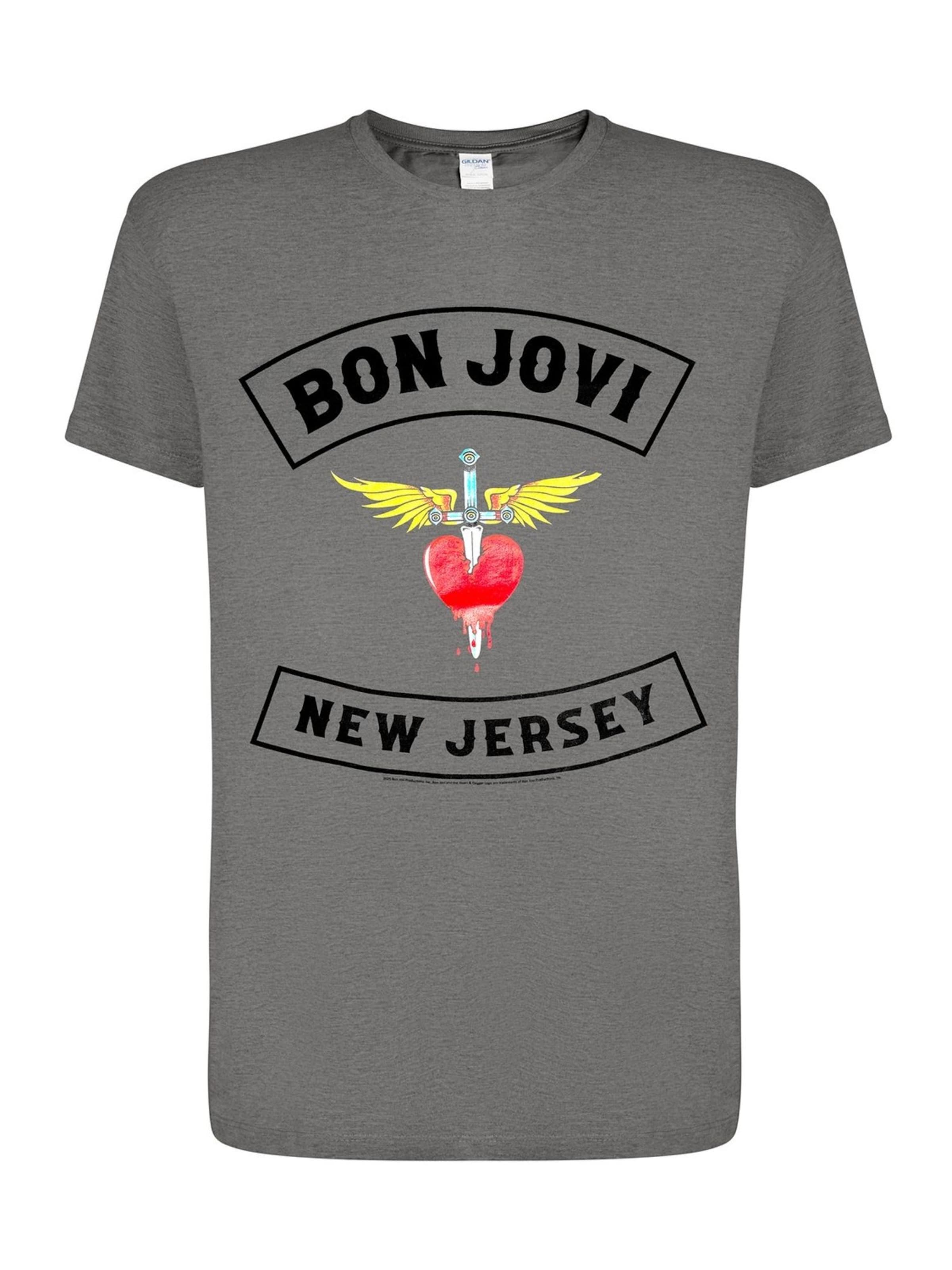 Bon Jovi Koszulka 'Bon Jovi New Jersey T-Shirt' w kolorze szary: przód