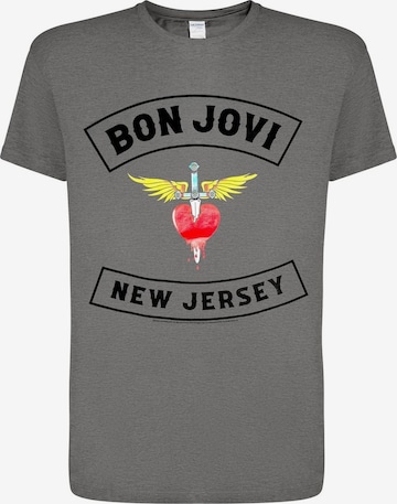 Bon Jovi Koszulka 'Bon Jovi New Jersey T-Shirt' w kolorze szary: przód