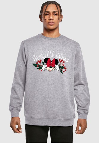 Sweat-shirt 'Minnie Mouse - Christmas Holly' ABSOLUTE CULT en gris : devant