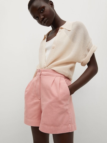 MANGO Regular Pleat-Front Pants 'RUSTIC' in Pink