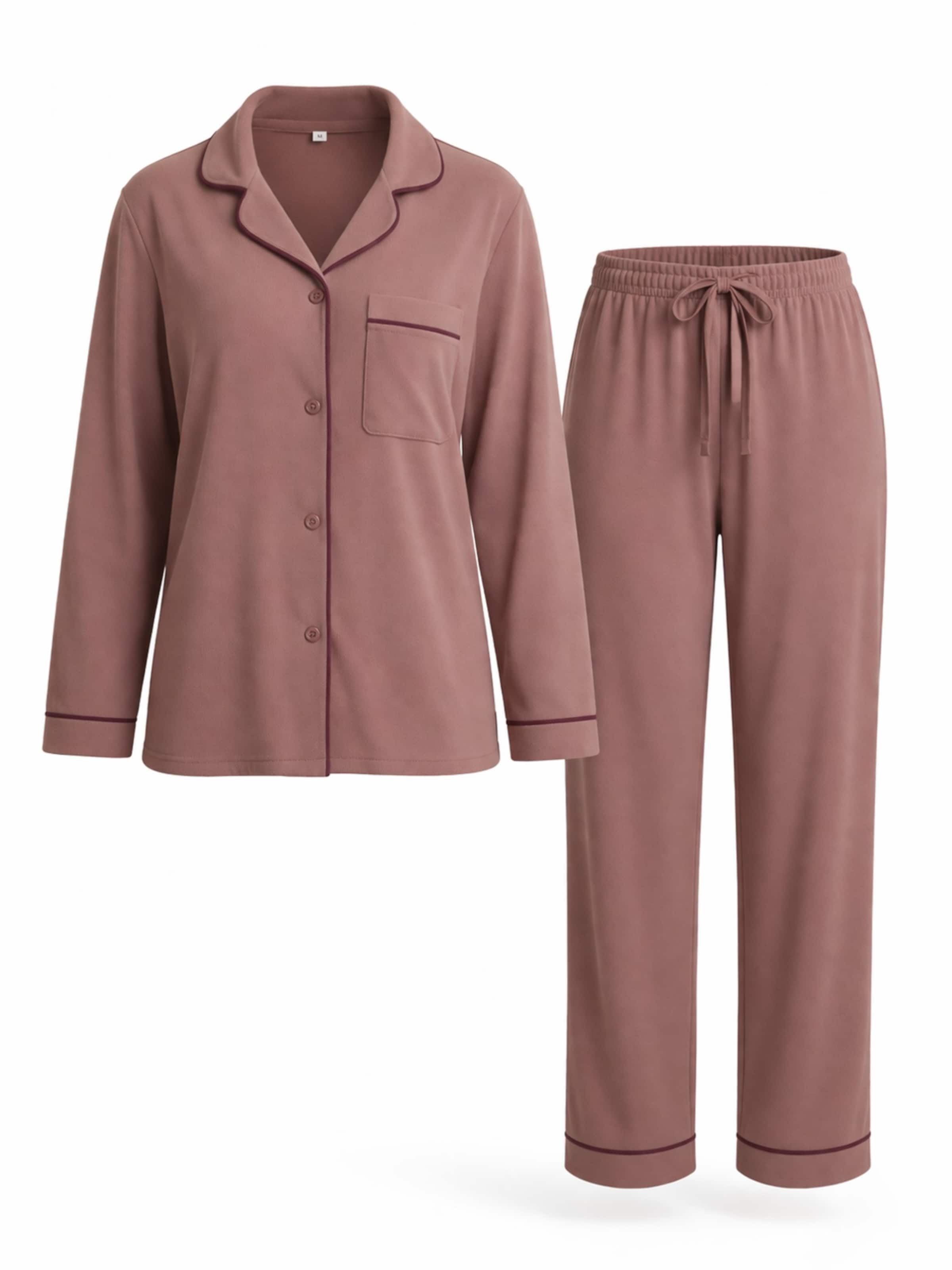LEAFLETIC Pyjamas 'Leafletic Women’s Nightwear Long set' i brun: forside