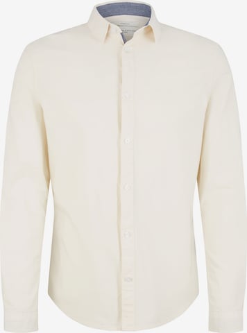 TOM TAILOR Button Up Shirt in Beige: front