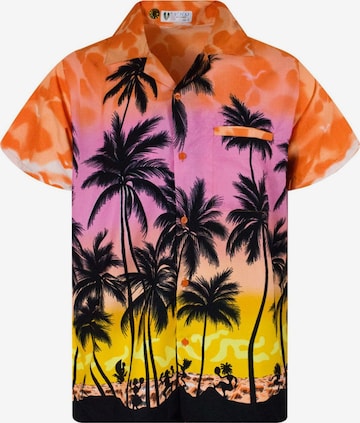 King Kameha Shirt 'Beach Eclectic' in Orange: Vorderseite