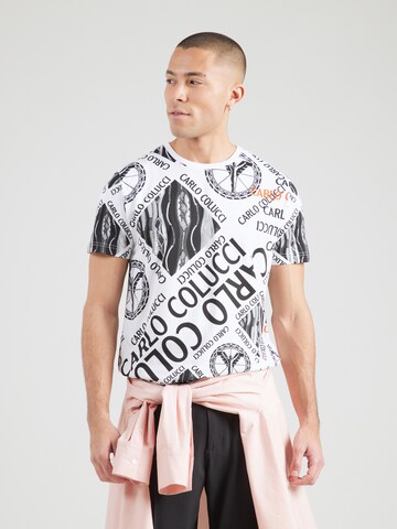 T-Shirt Carlo Colucci en blanc : devant