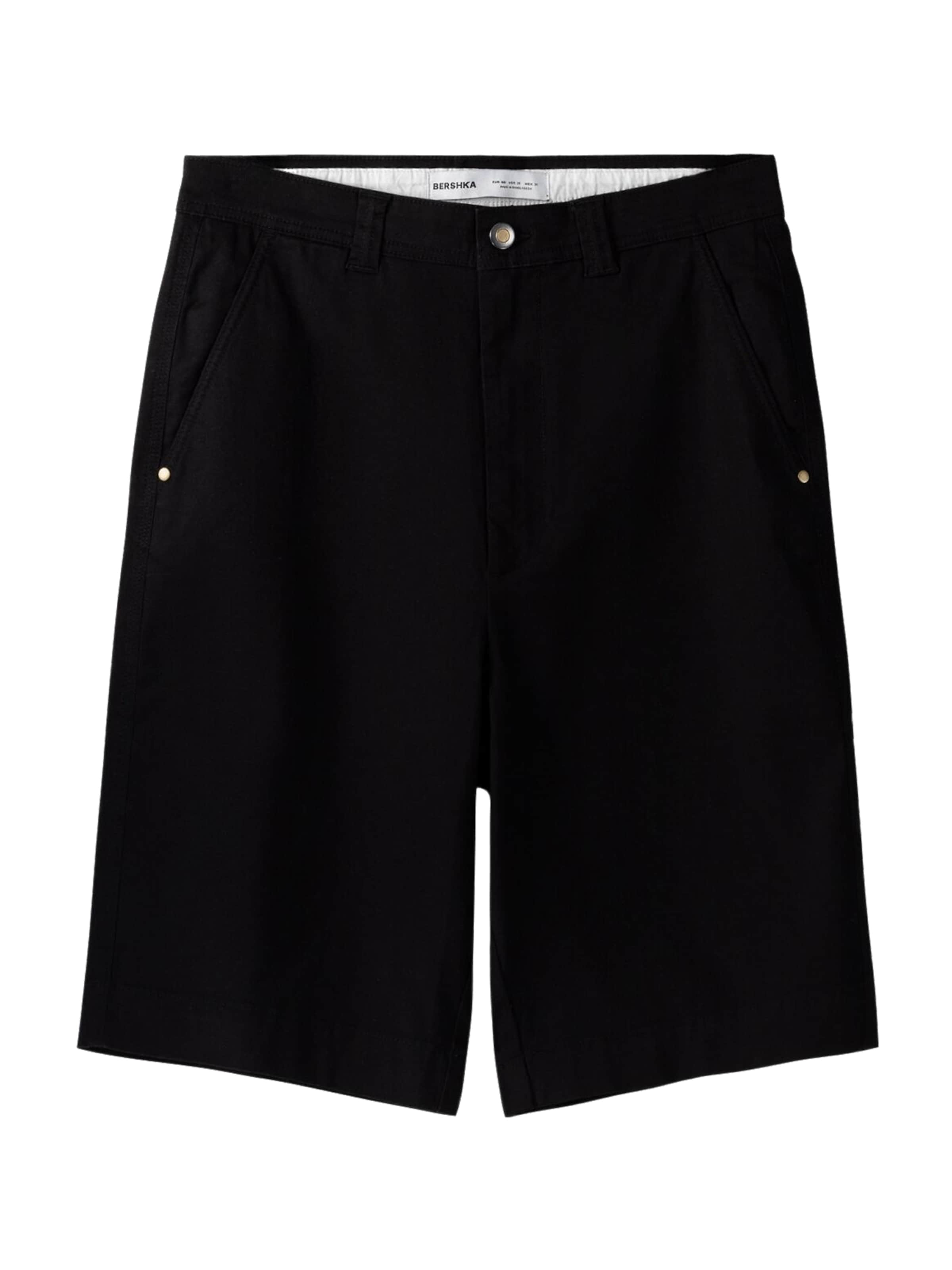 Bershka Chino nadrág - fekete: elől