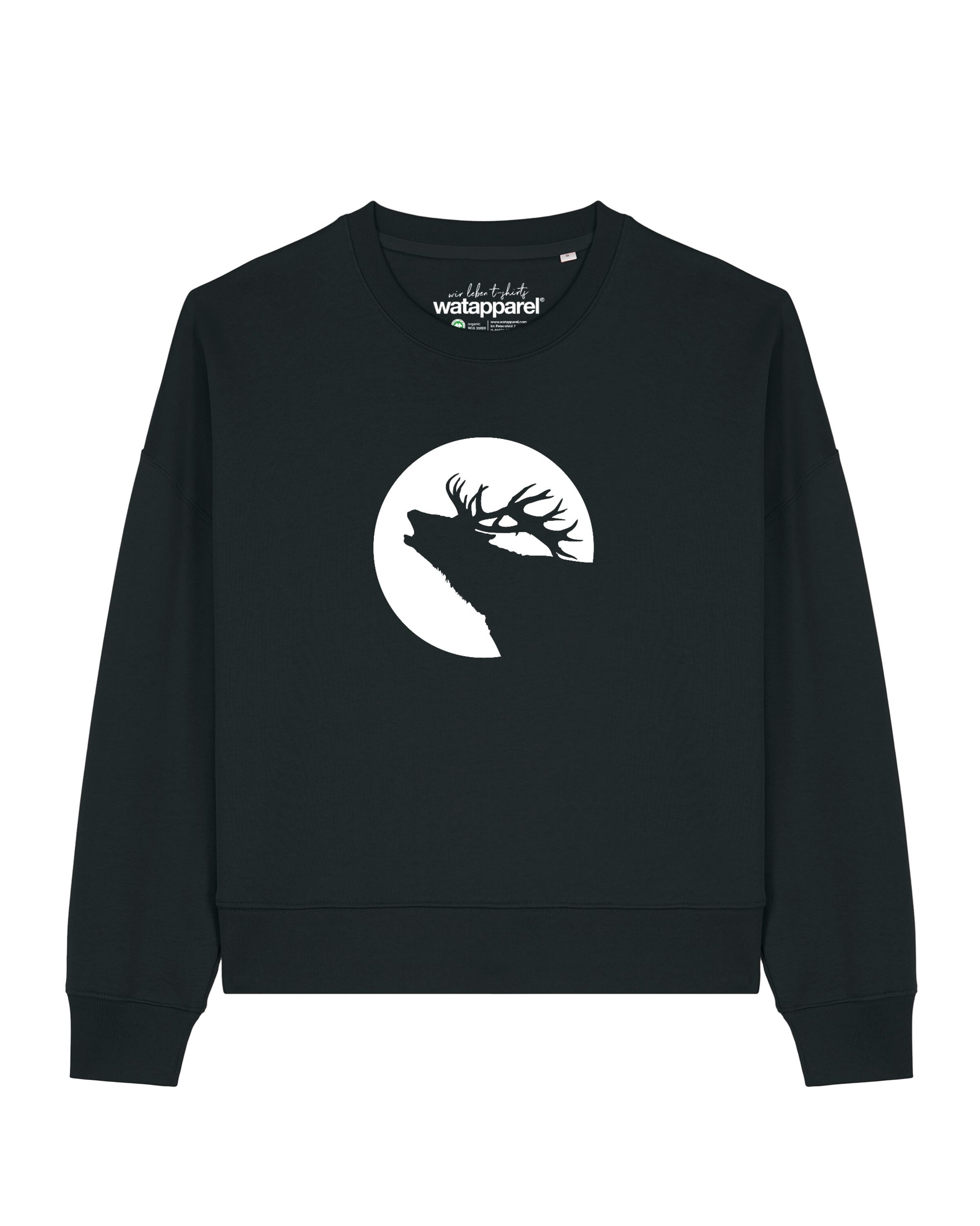Sweat-shirt 'Röhrender Hirsch' Watapparel en noir : devant