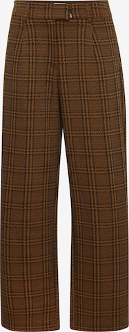 ICHI Loosefit Bandplooibroek in Bruin: voorkant