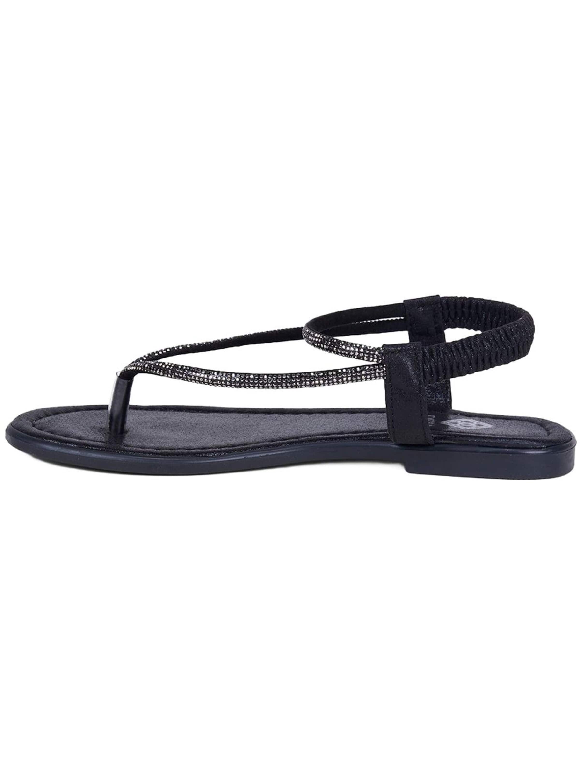 Desa - Sandalias de dedo 'Zehenstegsandalen' en negro: frente