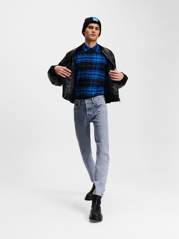 KARL LAGERFELD JEANS - Ajuste regular Camisa ' Checked ' en azul