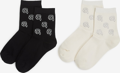 Karl Lagerfeld Čarape 'RHINESTONE' veličine 36-41 u ecru/prljavo bijela / crna, Pregled proizvoda