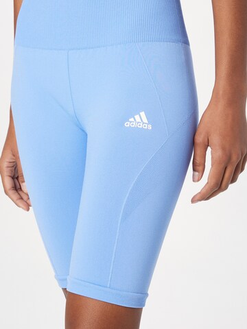 ADIDAS SPORTSWEAR Skinny Športne hlače 'Seamless' | modra barva