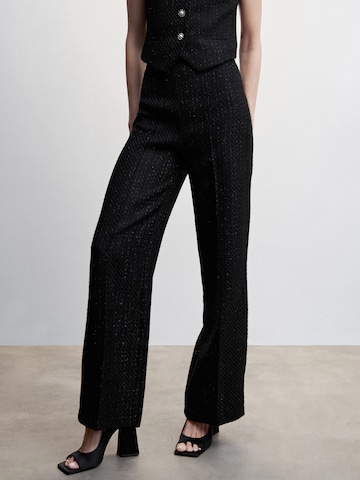 MANGO Wide leg Pleated Pants 'Bling' in Black: front