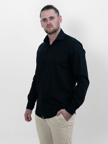 Vercate Slim Fit Forretningsskjorte 'No. 3' i sort: forside