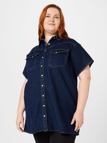 Levi's® Plus Shirt dress 'PL ELOWEN WESTERN DRESS DARK INDIGO - FLAT FINISH' in Blue: front