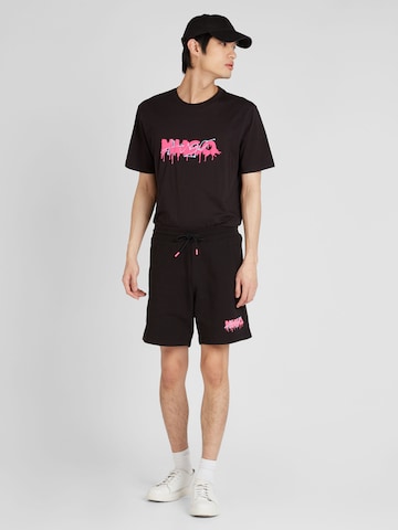 HUGO Red T-Shirt 'Dacation' in Schwarz