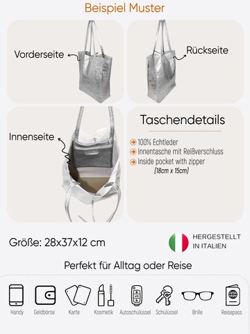 SevaBags Shopper 'Shopper Tasche Damen in Metallic Echtleder' in Silver