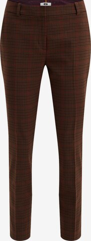 WE Fashion Slim fit Trousers with creases in Brown: front