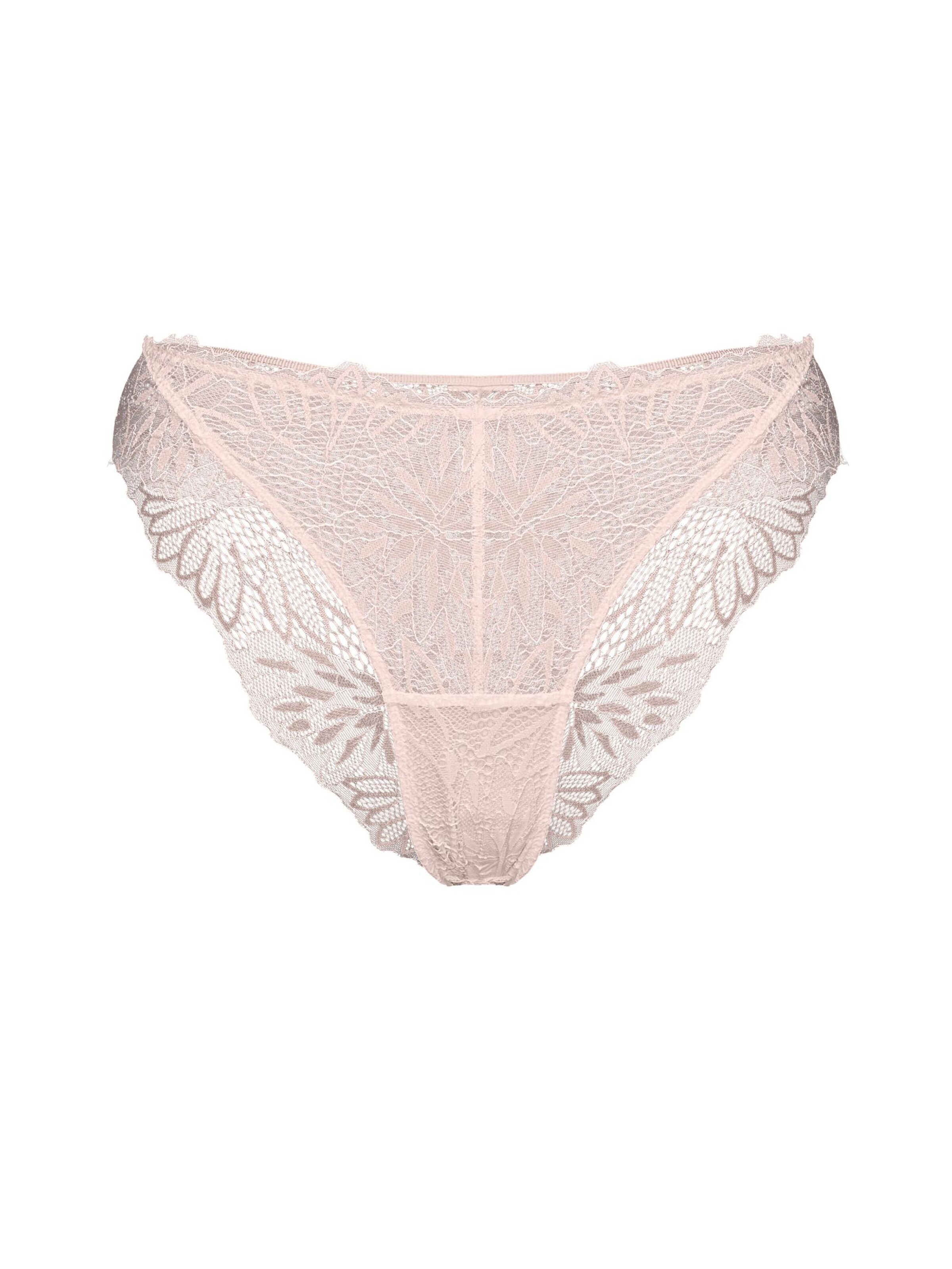 ESOTIQ - Panti 'Slip Celeste, florale Spitze, transparent, mit Baumwollzwickel' en beige
