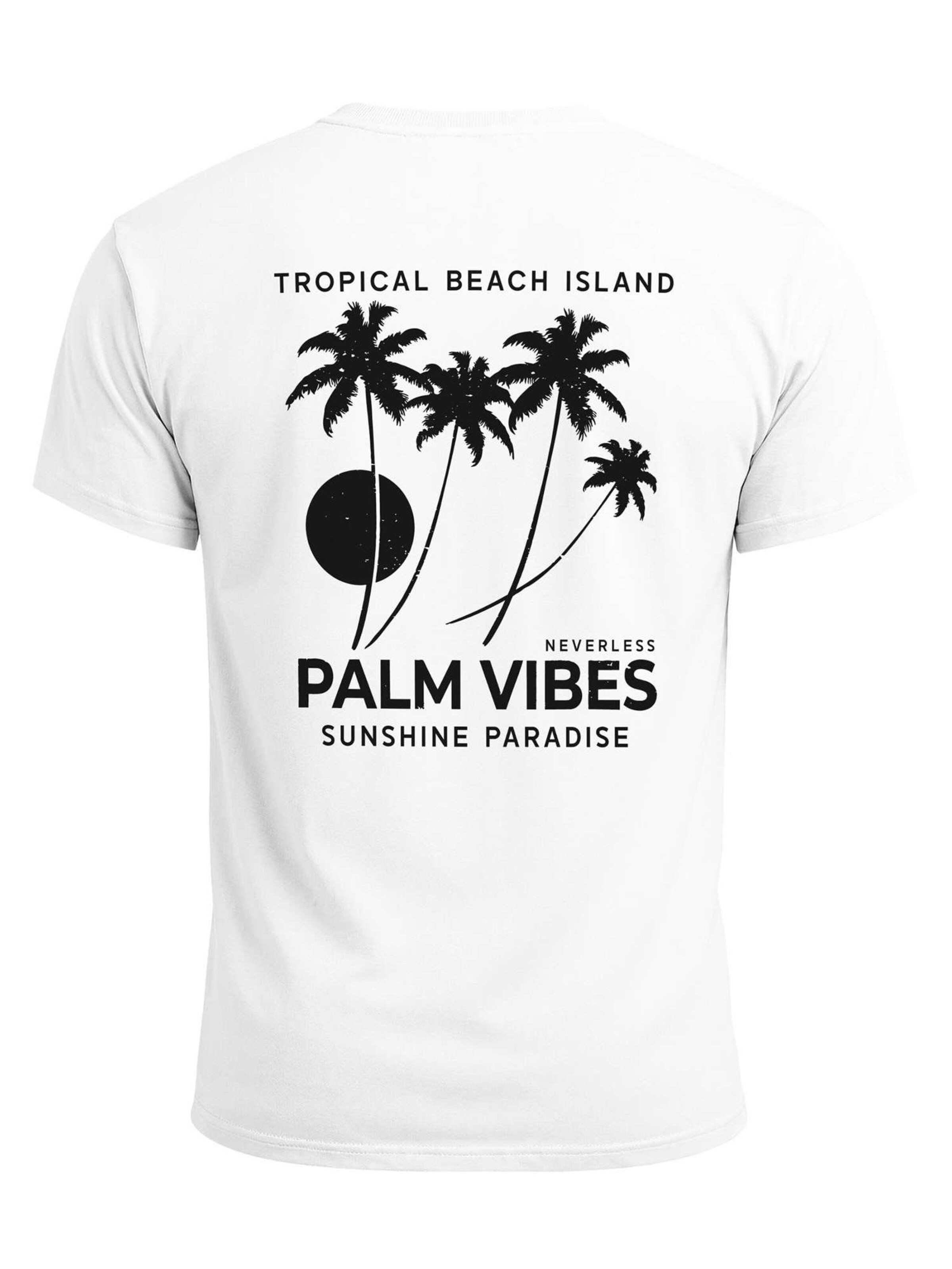 Neverless Shirt 'Palm Vibes'‌‌‌‌‌‌‌‌‌ in Weiß: Vorderseite
