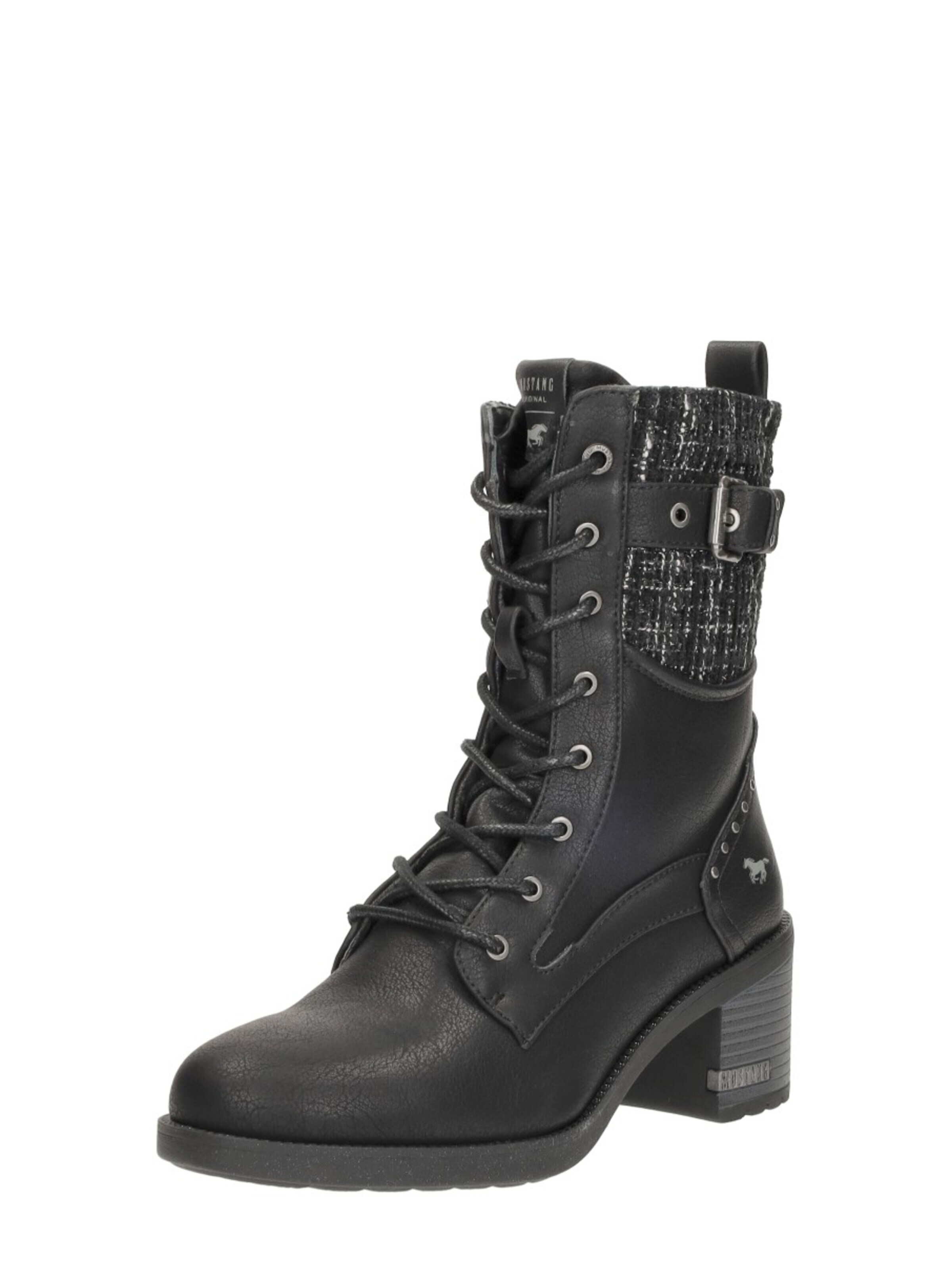 MUSTANG Bottines à lacets 'Hak' en 36 en noir, Vue avec produit