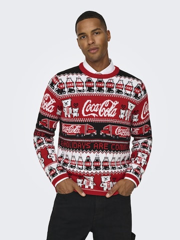 Only & Sons Pullover 'ONSXMAS COLA' in Rot