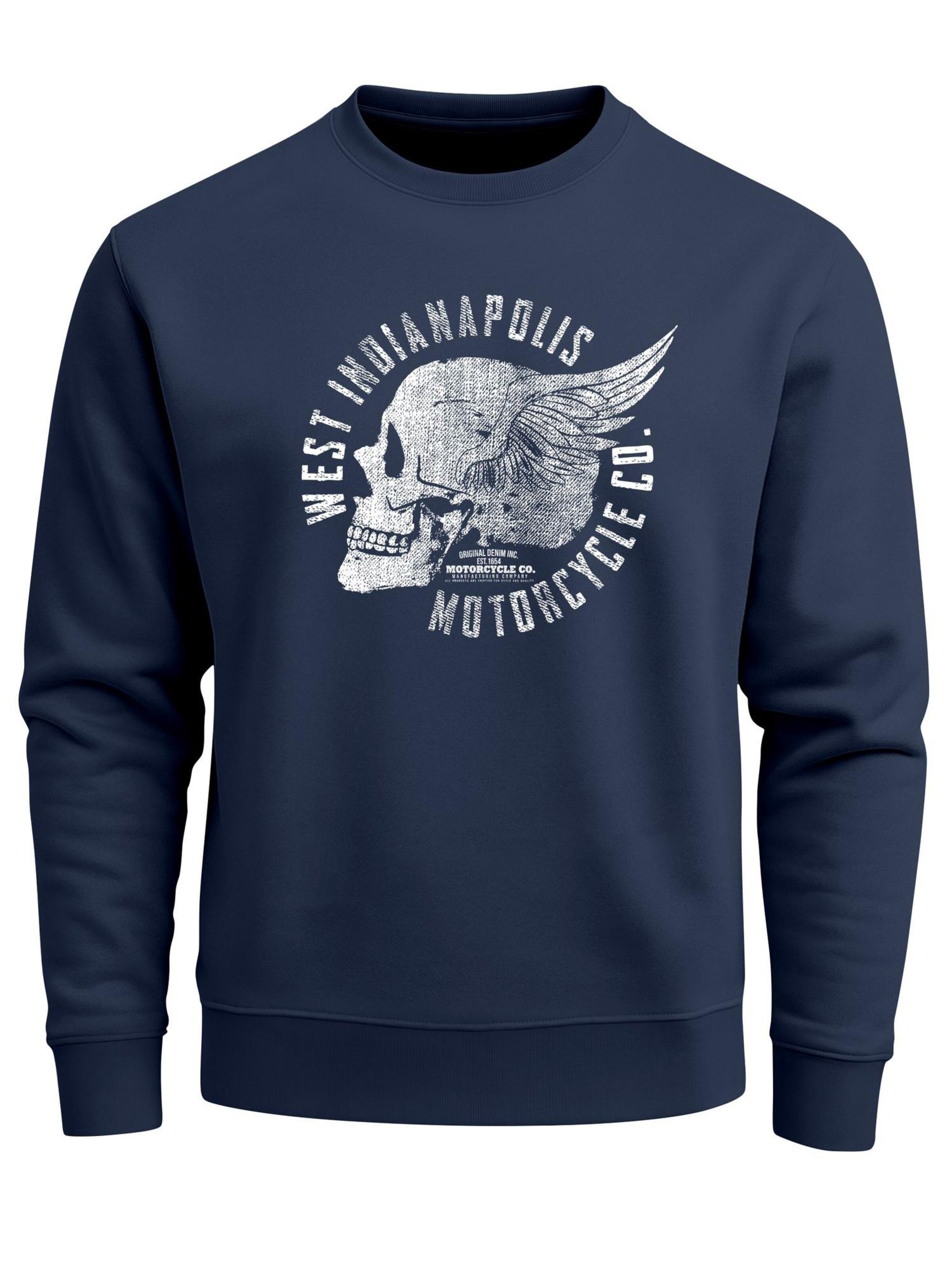 Neverless Sweatshirt 'Wing Skull' in Blue: front