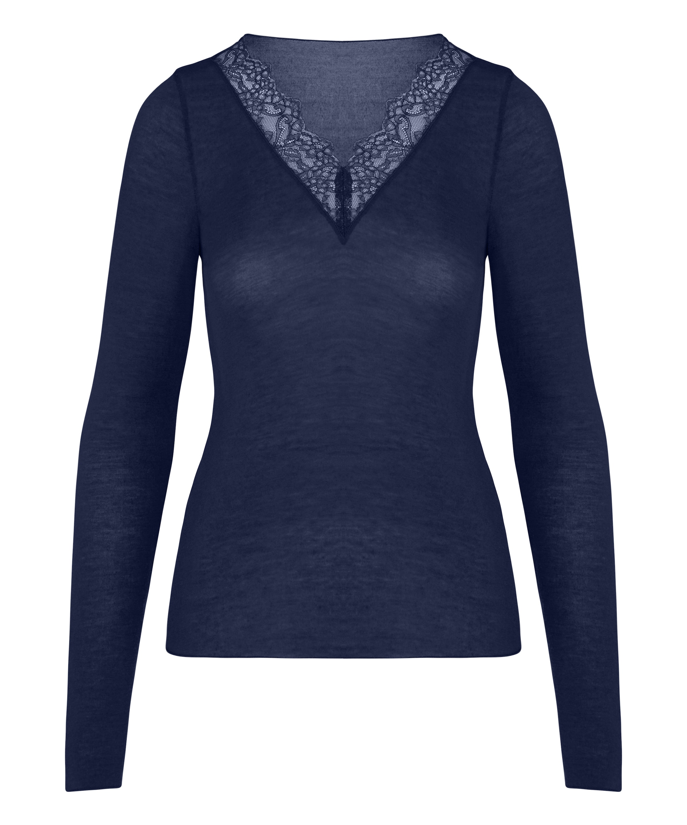 Hunkemöller Slaapshirt 'V-neck with Cashmere' in Blauw: voorkant