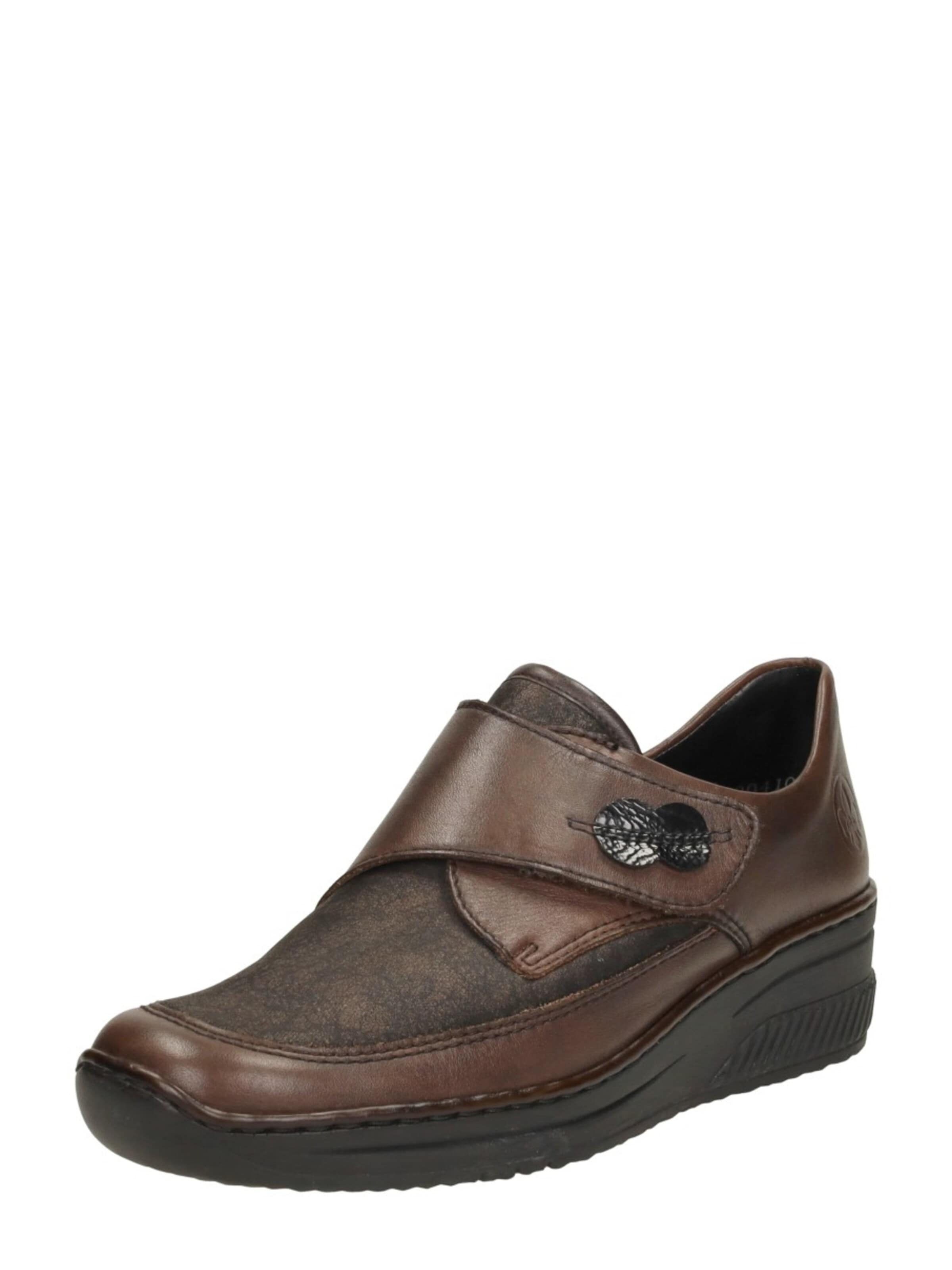 Rieker Slip-ons 'Klittenband' in Brown