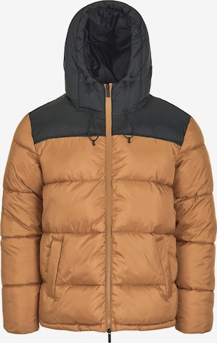 KnowledgeCotton Apparel Winter Jacket ' REPREVE ™ puffer color blocked jacket THERMO ACTIVE ™ ' in Brown: front