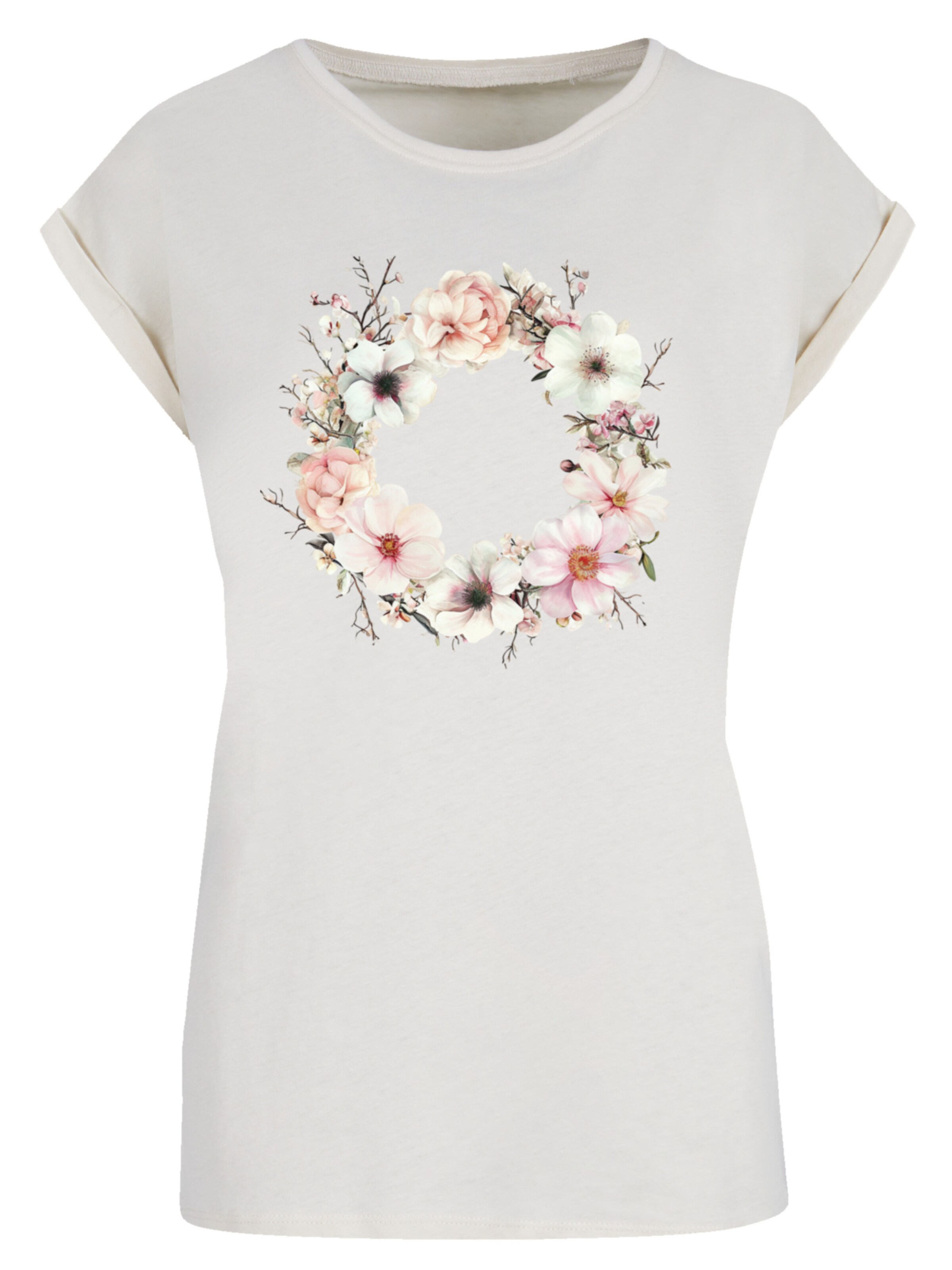 F4NT4STIC Shirt 'Rosa Blumenkranz' in Beige: front