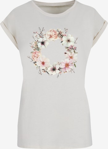 F4NT4STIC Shoulder T-Shirt 'Rosa Blumenkranz' in Beige: Vorderseite
