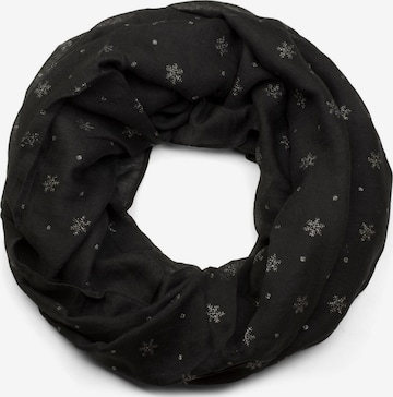 styleBREAKER Schlauchschal 'Loop mit glitzerndem Schneeflocken Print' in Schwarz: Vorderseite
