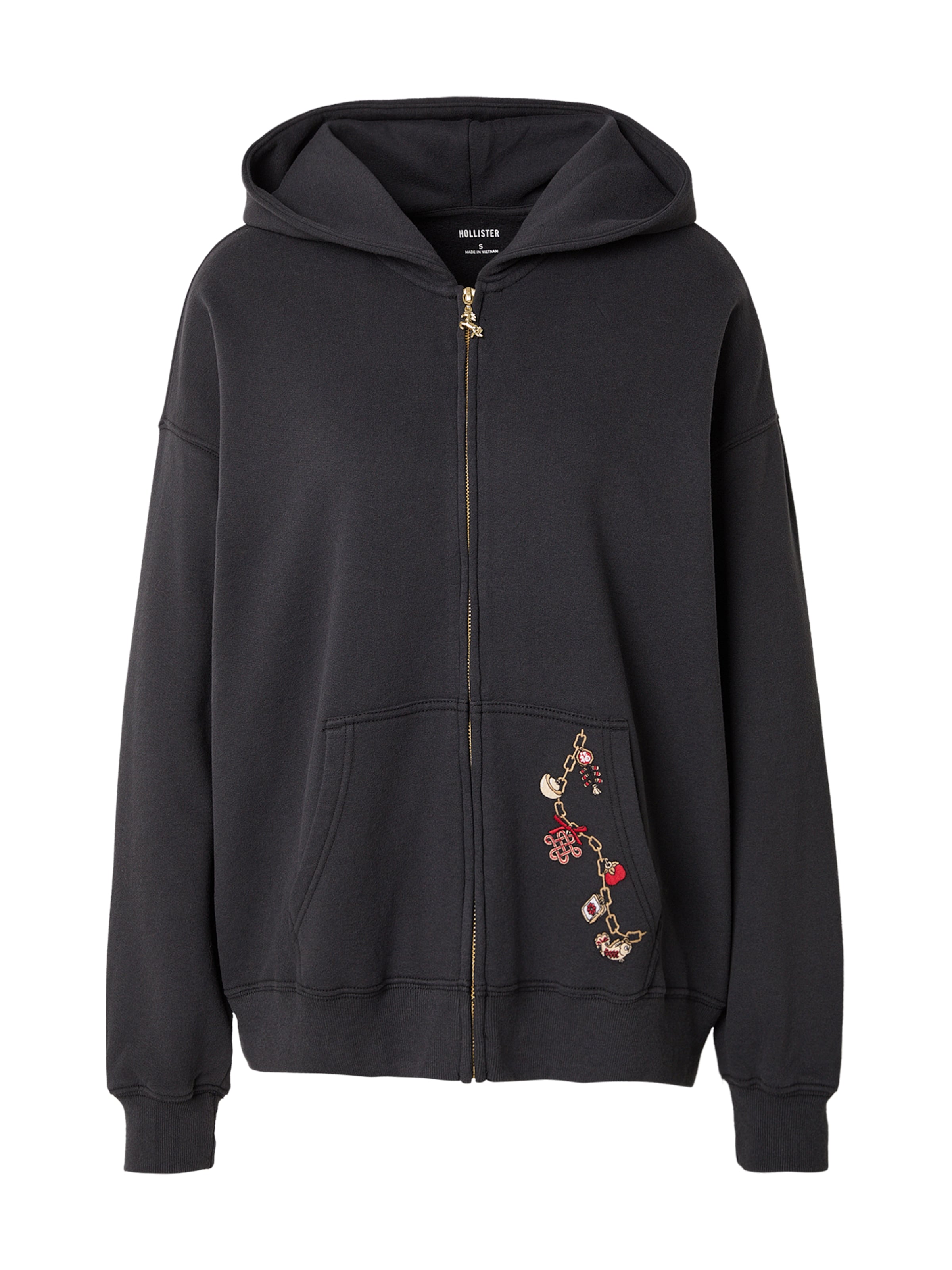 HOLLISTER Jopa na zadrgo | črna barva: sprednja stran