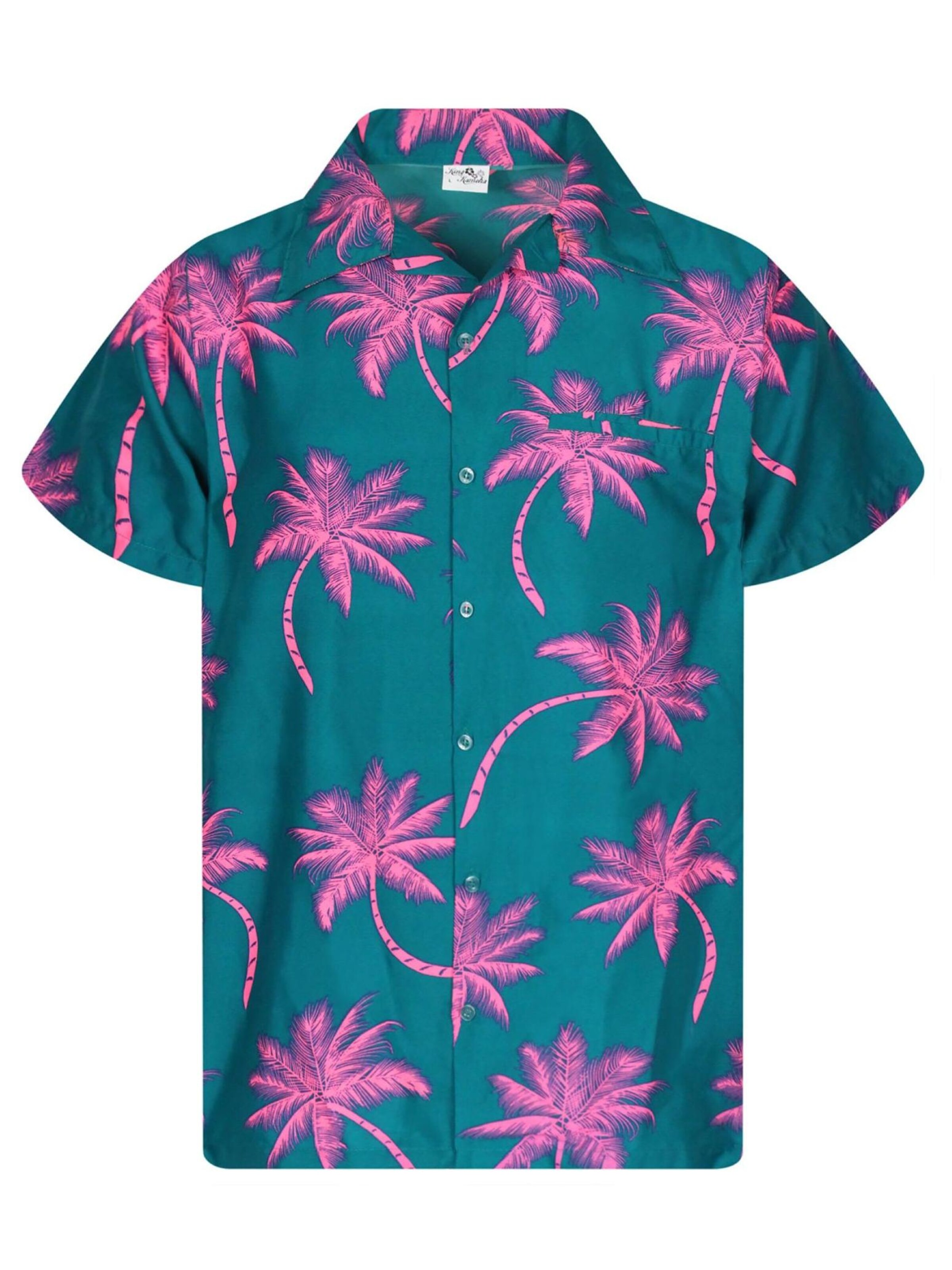 King Kameha Shirt 'Palmshadow' in Green: front