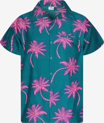 King Kameha Shirt 'Palmshadow' in Grün: Vorderseite