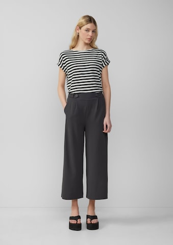 QS Wide leg Bandplooibroek in Grijs: voorkant