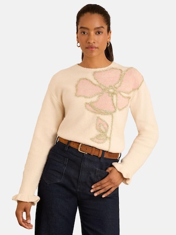 Pull-over love & roses en beige : devant