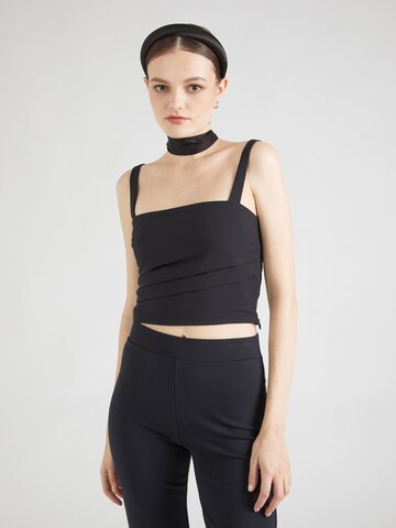 Top 'BARE' de la Abercrombie & Fitch pe negru: față