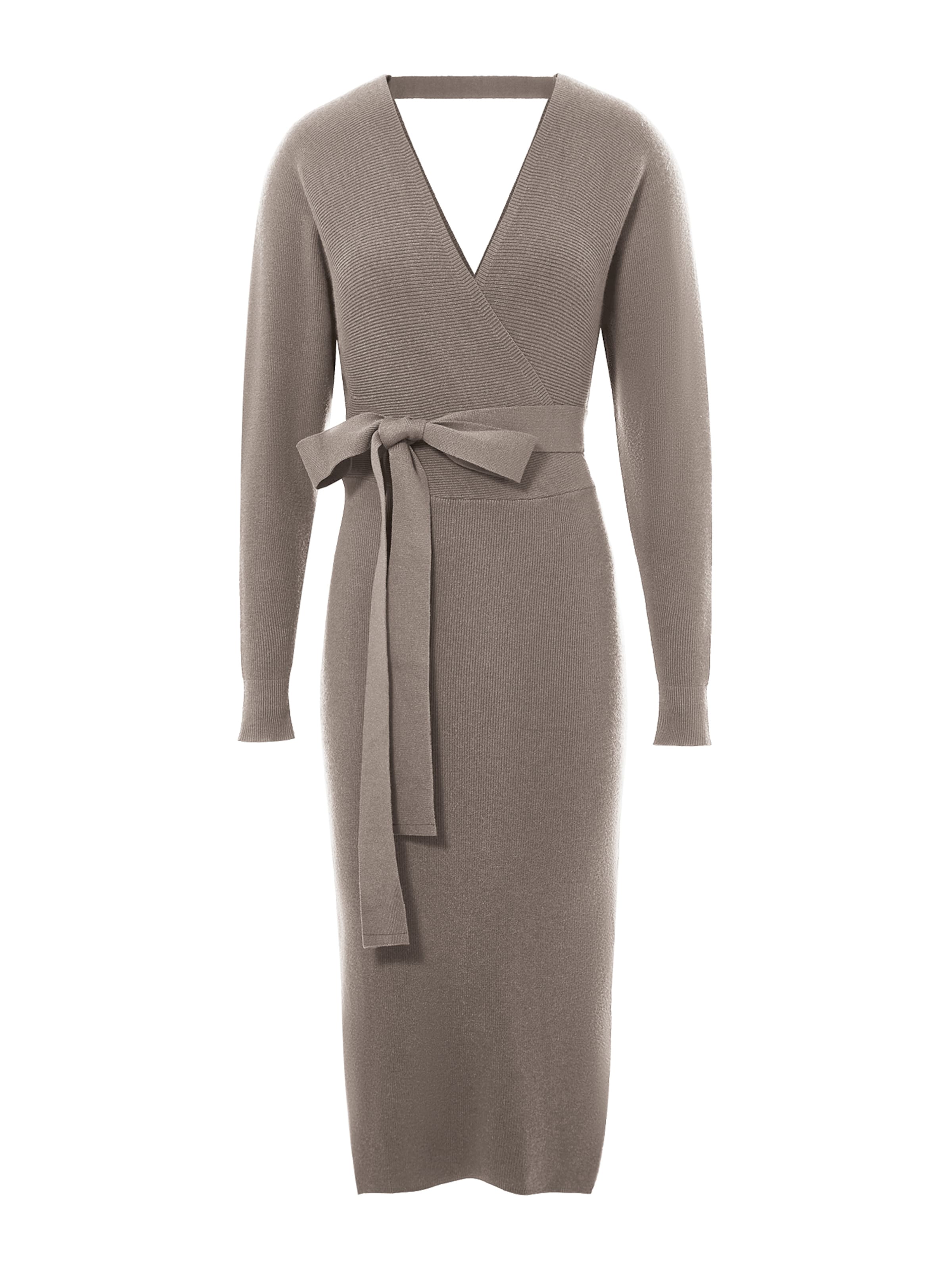 Imily Bela Úpletové šaty – hnědá: přední strana