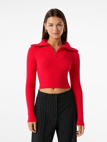Bershka Sweter w kolorze czerwony: przód