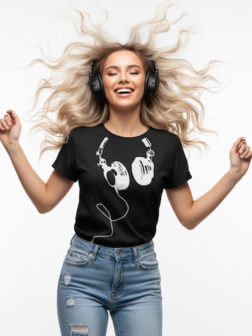 MAKAYA Shirt 'Kopfhörer' in Black