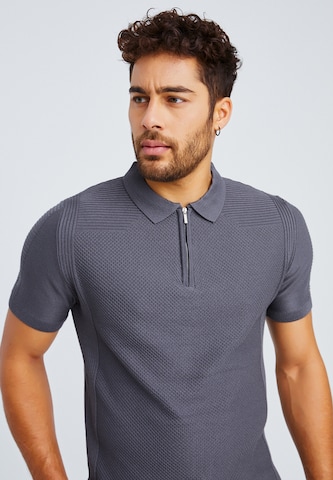 Leif Nelson T-Shirt Feinstrick Polo in Grau