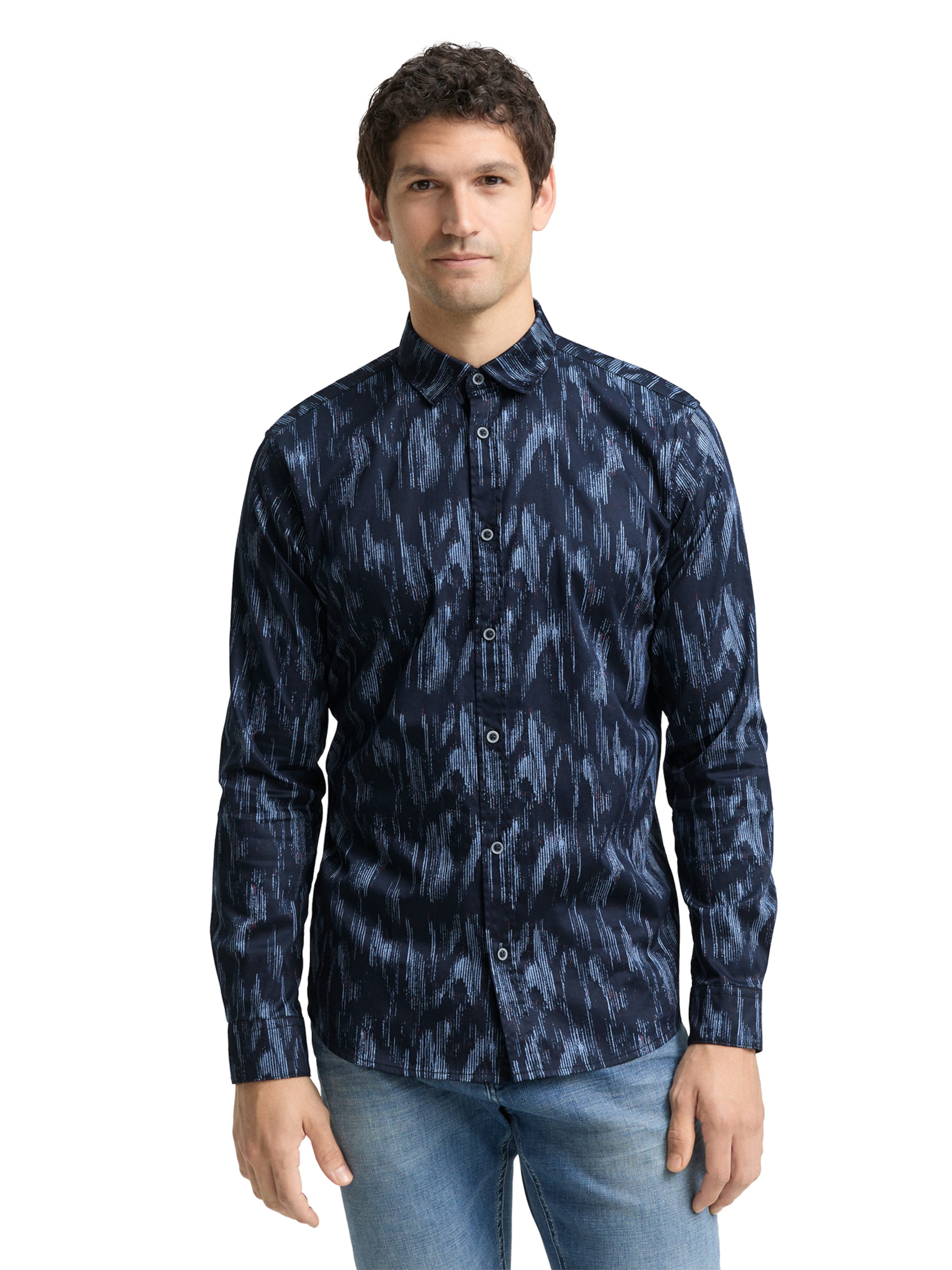 TOM TAILOR Slim fit Button Up Shirt in Blue: front