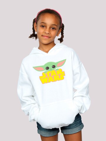 F4NT4STIC Hoodie 'Star Wars The Mandalorian Yoda Star Wars Logo' in Weiß: predná strana