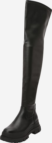 BUFFALO Over the Knee Boots 'ASPHA' in Black: front