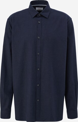 s.Oliver Men Tall Sizes Button Up Shirt in Blue: front