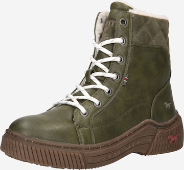 MUSTANG Lace-Up Ankle Boots in Green: front