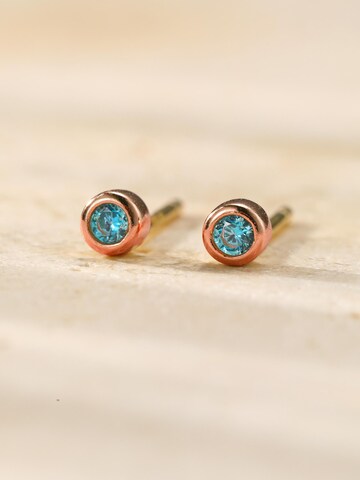 Boucles d'oreilles 'Aquamarine Bezel Cubic Zirconia' Hey Happiness en or