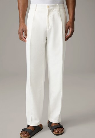 STRELLSON Loose fit Pleat-Front Pants in White: front